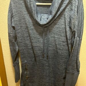 Athleta Heather Blue Knit Cowl Neck  Pullover